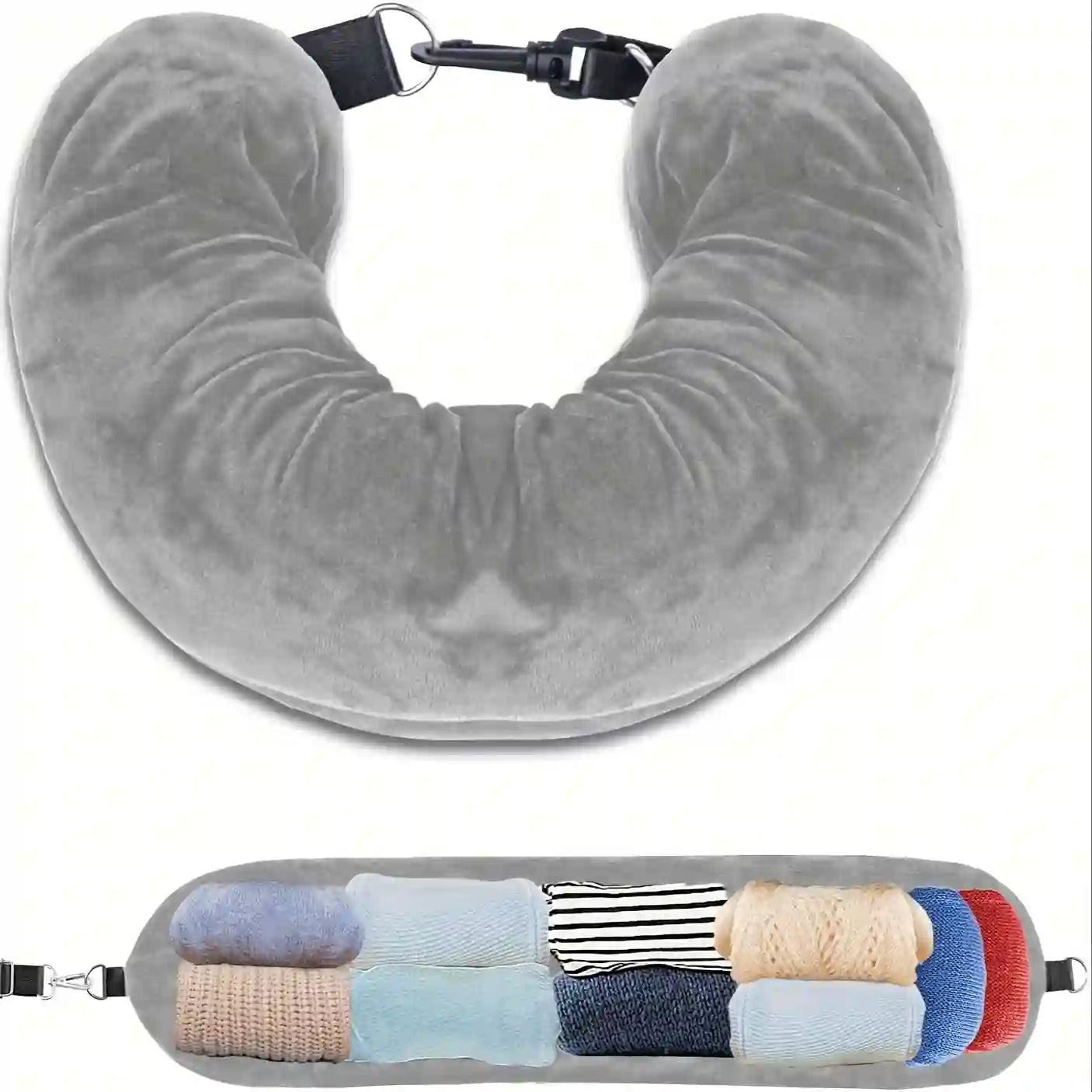 TravelMate™ — Stuffable Neck Pillow - The Only Pillow That Packs Clothes Too