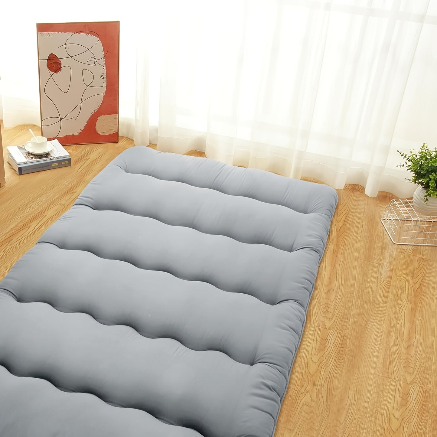 Grey Foldable Japanese Futon Mattress – Comfort and Versatility with Minimalist Style