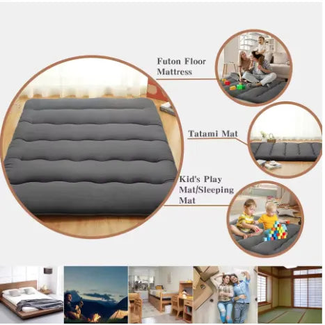Grey Foldable Japanese Futon Mattress – Comfort and Versatility with Minimalist Style