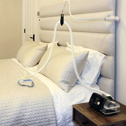 Adjustable CPAP Hose Holder with C Clamp – Rotatable Design, Prevents Tangles and Airflow Blockage